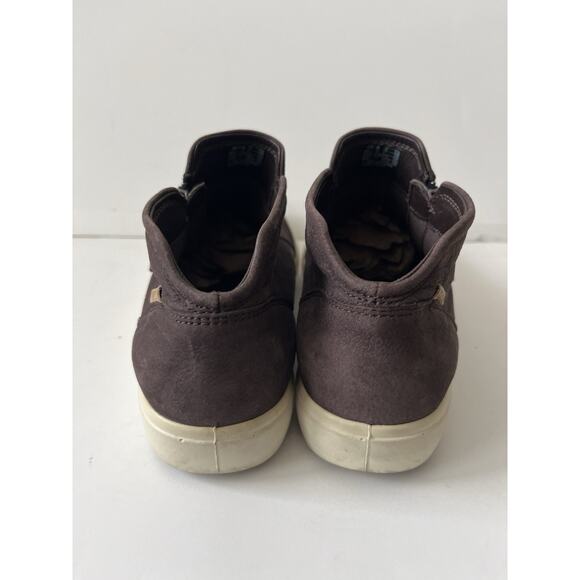 ECCO Low Bootie Sneaker Women 7 Dark Taupe Suede Leather Nubuck Soft Side Zip - Picture 3 of 6